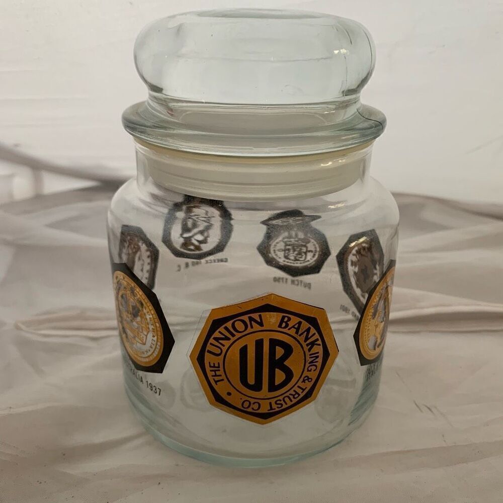 Union Banking & Trust Co. DuBois Pennsylvania Glass Coin Jar With Lid